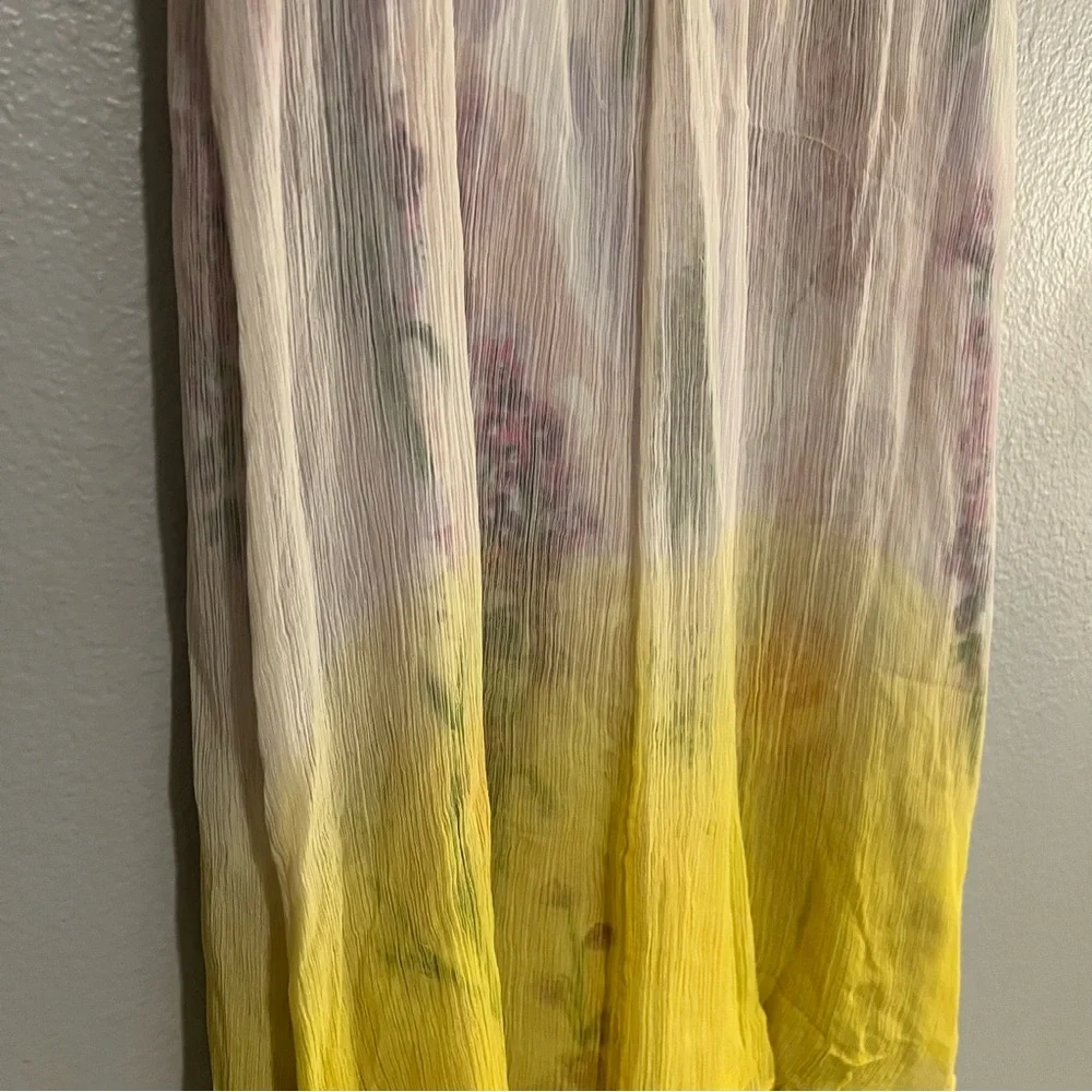 Anthropologie HD Pink And Yellow Floral In Paris Dipped Chroma Swing Dress 8 - Picture 7 of 11